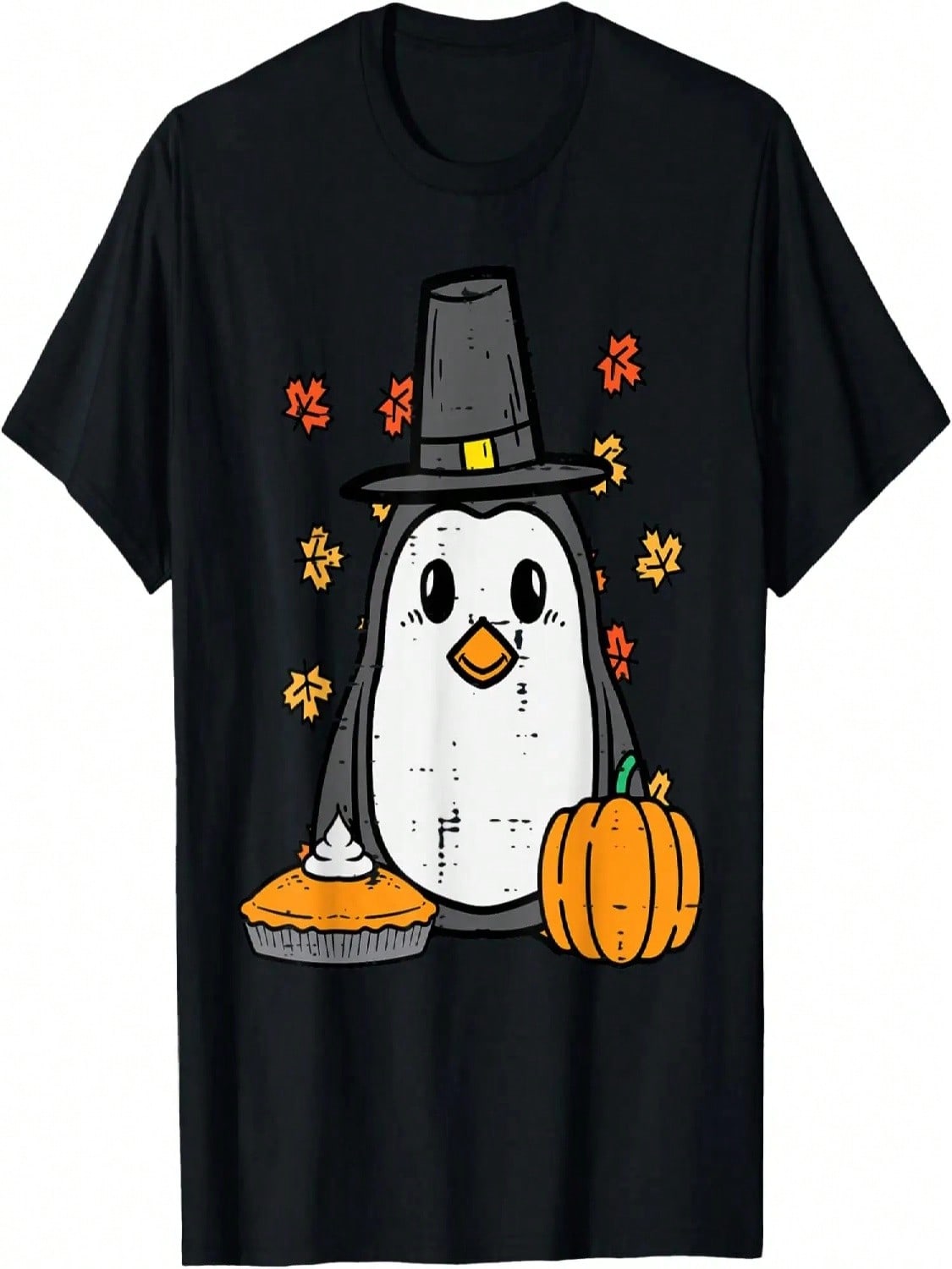 Thanksgiving Penguin Pilgrim Cute Fall Autumn Men Women Kids T-Shirt S разноцветный