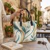 Boho Floral Printed Canvas Tote Bag Large Casual Daily Shoulder Handbag for Women