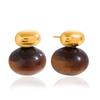 Youthway Chunky Tiger Eye Stud Earrings For Women Vintage  Gold Plated Stainless Steel Earrings Fashion Jewelry Girls Gift