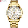 CURREN Men's Watch Analog Chronograph Waterproof Luminous Date Fashionable Design Stainless Steel Quartz Wrist Watch for Business