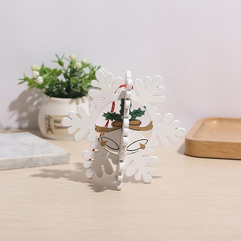 Cute Wooden Christmas Ornaments Star Xmas Tree Bell Xmas Tree Hanging Embellishments Crafts DIY Holiday Hanging Decor