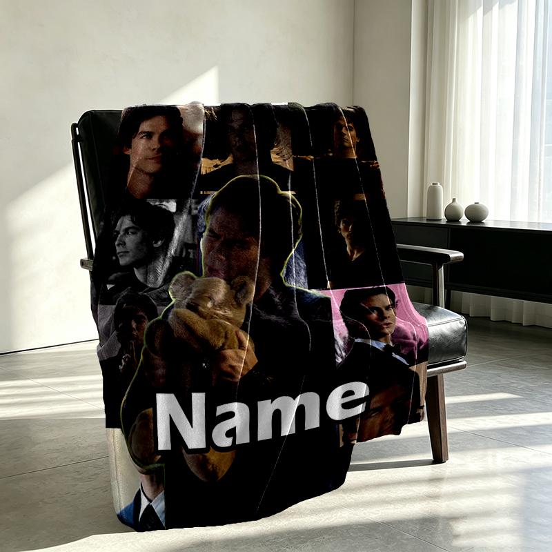 Coperta Personalizzata con Nome Damon Salvatore, Decorazione per la Casa, Camera da Letto, Divano, Campeggio, Divano, Regali per Compleanno Natale