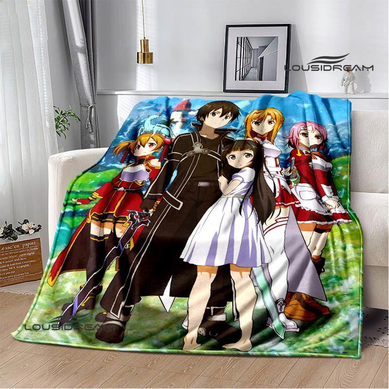 Cartoon Sword Art Online Printed Blankets Picnic Blanket Warm Flannel Blankets Home Bed Linings Blankets for Beds Birthday Gift