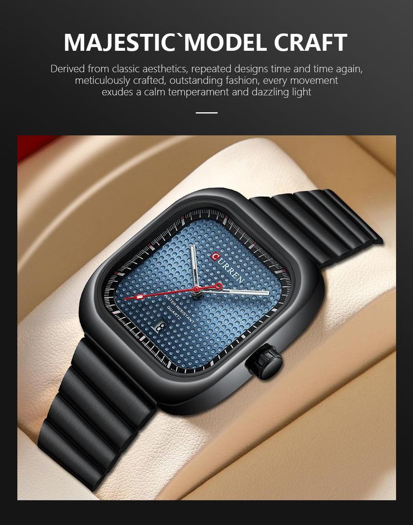 CURREN 8460 Men's Quartz Business Watch – Waterproof, Steel Band, with Calendar.