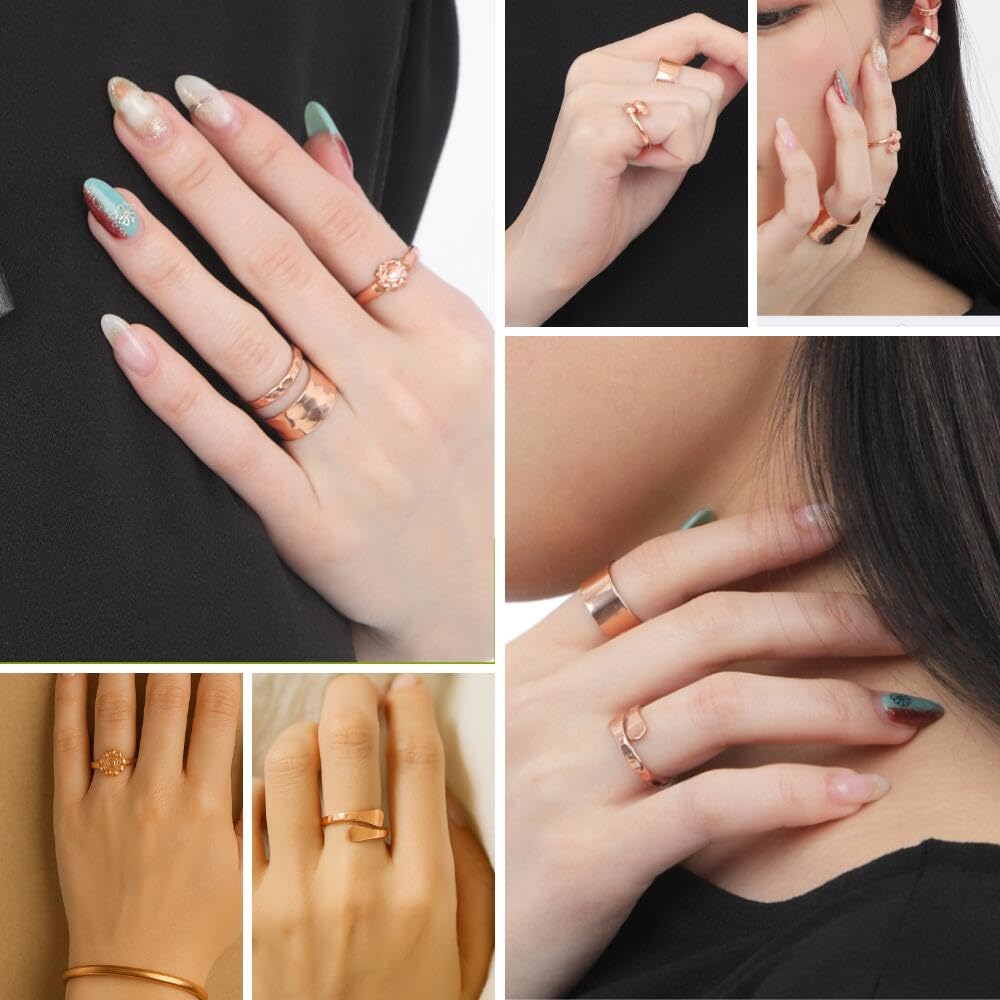 Lotus Mind Pure Copper Toe Rings, Ear Cuffs, Earrings, and Rings for Toes and Fingers, Stylish for Men and Women (Pure Copper)