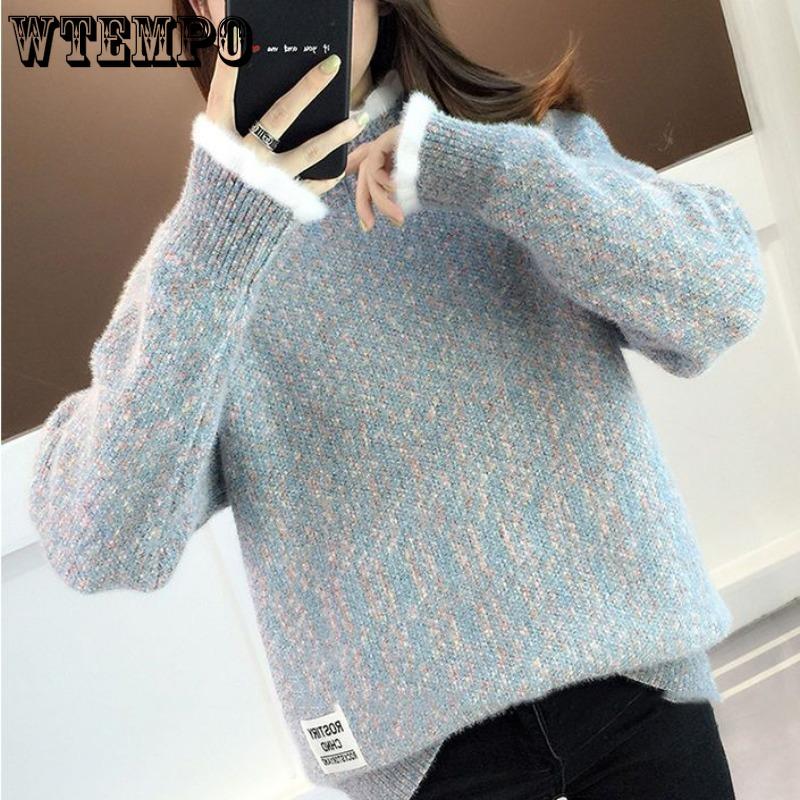 WTEMPO Women's High Neck Knitted Jumper Long Sleeve Turtleneck Sweater Loose Fit Warm Winter Autumn Knitwear Soft Knitted Coat