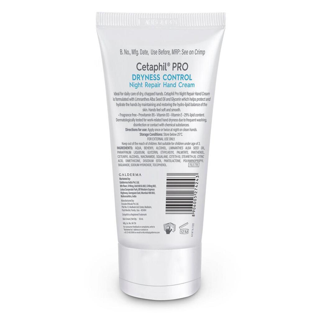 Cetaphil Pro Dryness Control Night Repair Hand Cream, 50ml