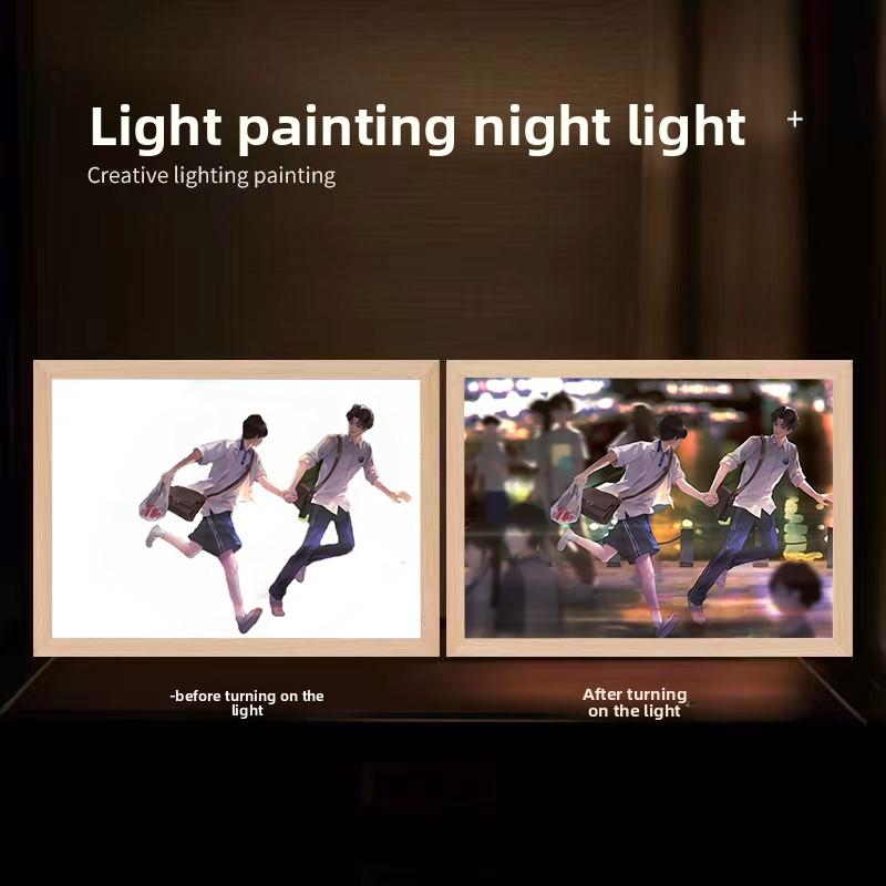 23cm/9.06in 3D Anime Light Painting Night Novel Peripherals Mirror Led Lamp Collectible Bedroom Table Top Ornaments Display Toys