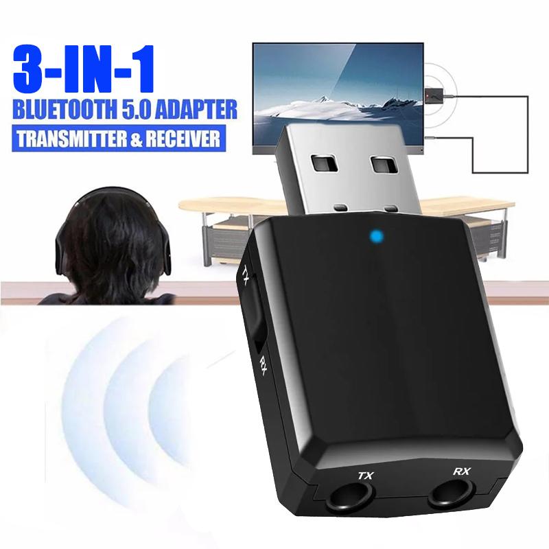 3 In 1 Bluetooth 5.0 Adapter USB Bluetooth Reiver 3.5 mm Audio Transmitter Adapter For TV/PC Laptops Headphone Speaker Adapter