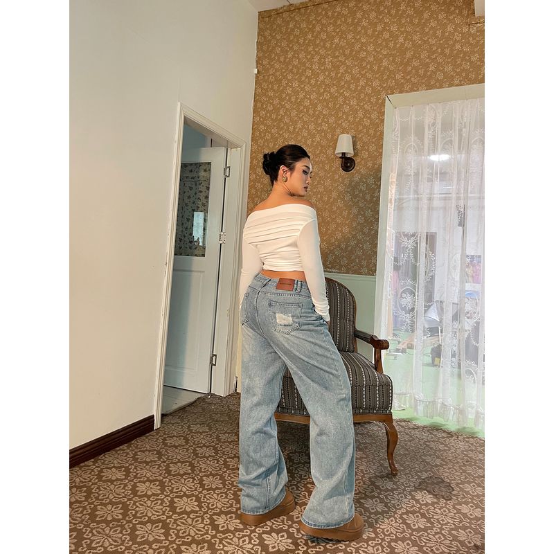 Brother Nan Loose-Fit Retro Straight-leg Denim Female Summer New Plus Size Plus Size Ladies High Waist Loose and Slimming Narrow Version Mop Pants