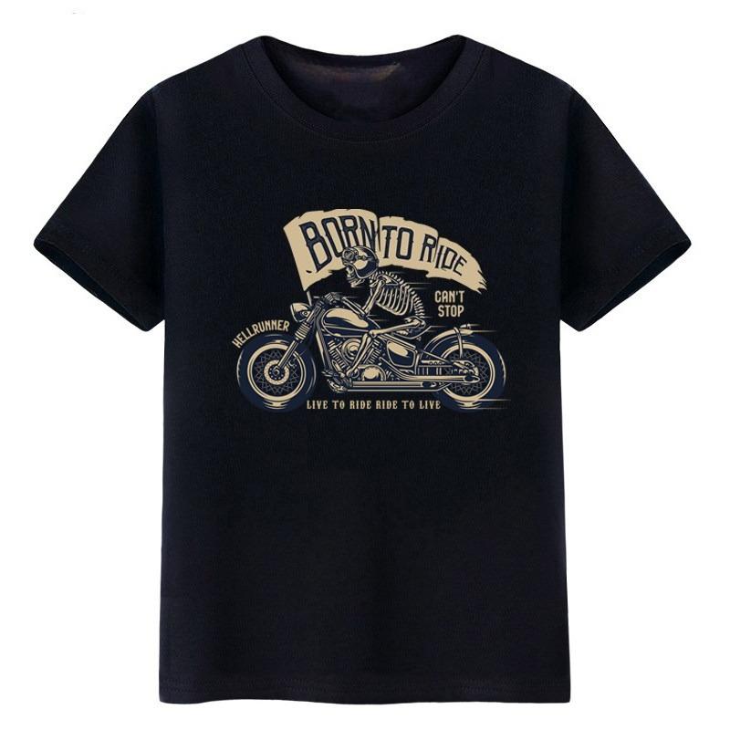 Unisexs Vintage Biker Tshirt With Motorcycle Emblem Design 2026 Summer Black Cotton Casual Streetwear Top For Ride Fast Fans