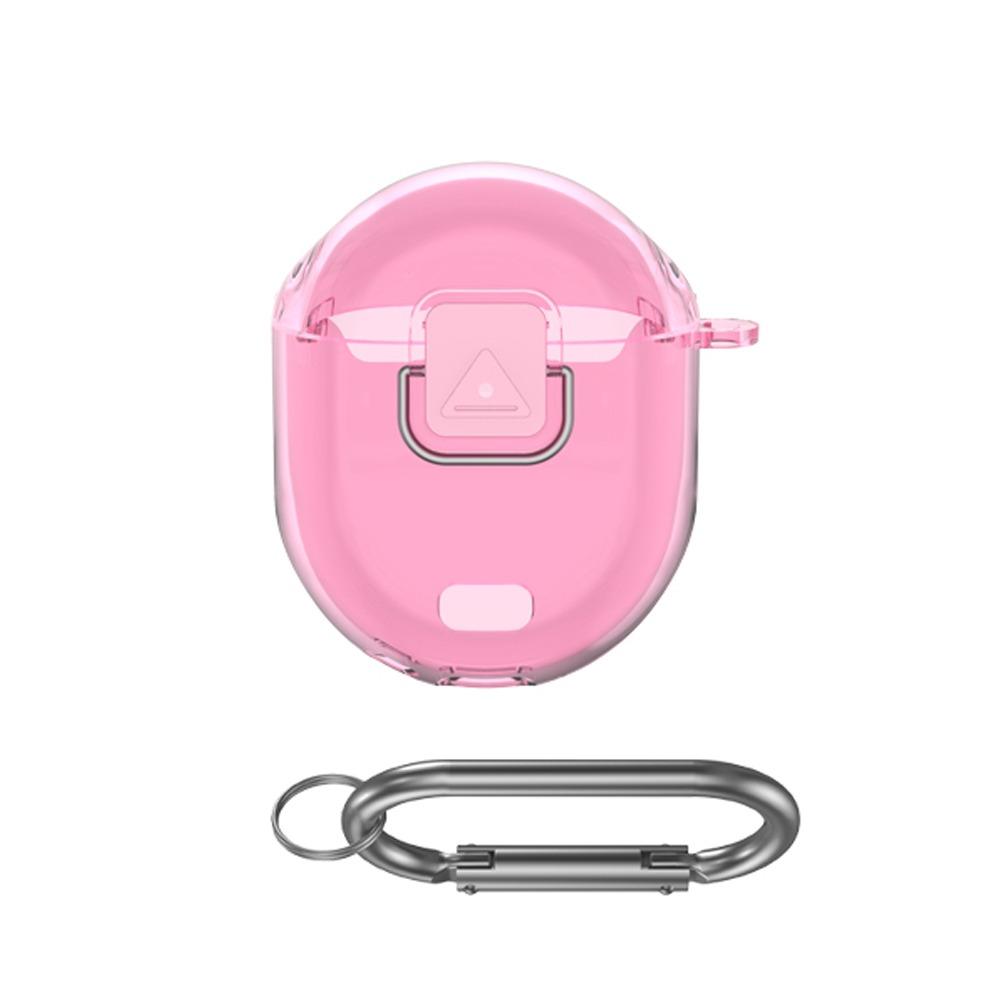 

TPU Earphone Protective Case Security Lock Transparent Clear Cover Anti-Scratch Protector Shell for Google Pixel Buds Pro 2 прозорого рожевого кольору