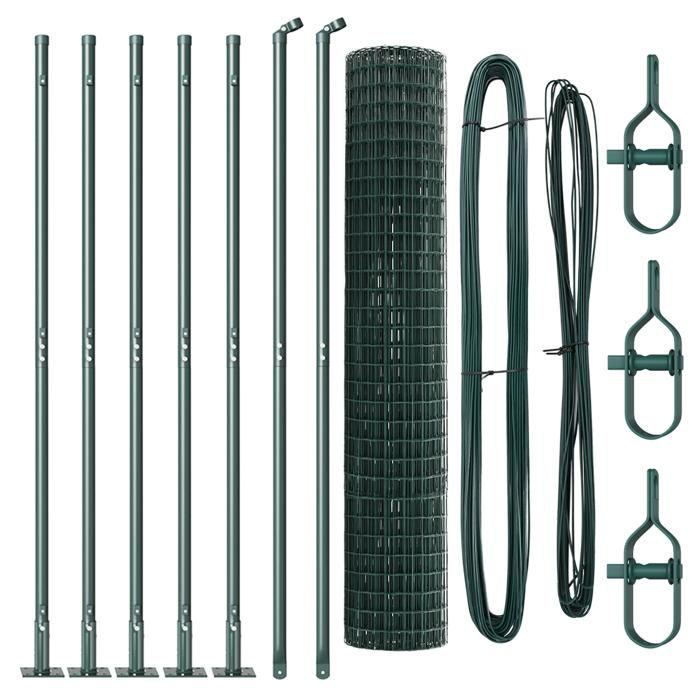 VidaXL Clôture Euro avec 7 poteaux flans 1,6x10 m Acier galvanisé 3350808