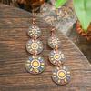 Orecchini Smaltati Colorati Etnici Retrò Bohemien da Donna Boho Fiore Vuoto Geometrico Rotondo Vintage Pendenti Gioielli Regalo