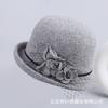 Hat women's autumn and winter fashion flower bucket hat crimped wool basin hat women's British retro bowler hat
