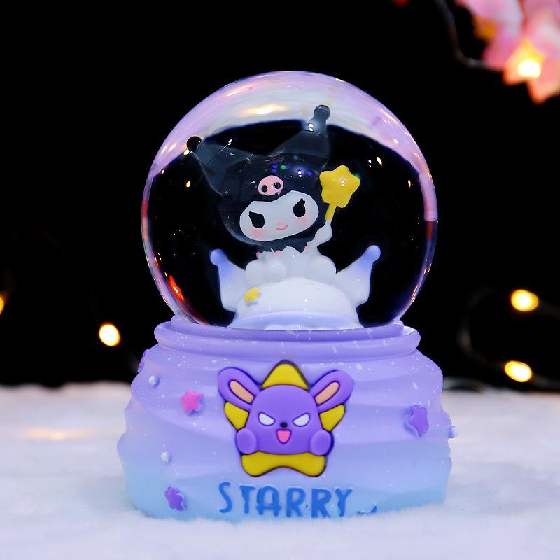 Dreamy Princess Castle Snow Globe: Cartoon Music Box Crystal Ball for Desktop Decoration Medium 80 lights + music