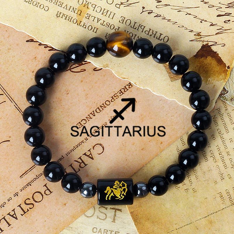 12 Constellation Zodiac Signs Bracelet Men Women Natural Tiger Eye Stone Beaded Couples Bracelets Scorpio Birthday Beads Jewelry