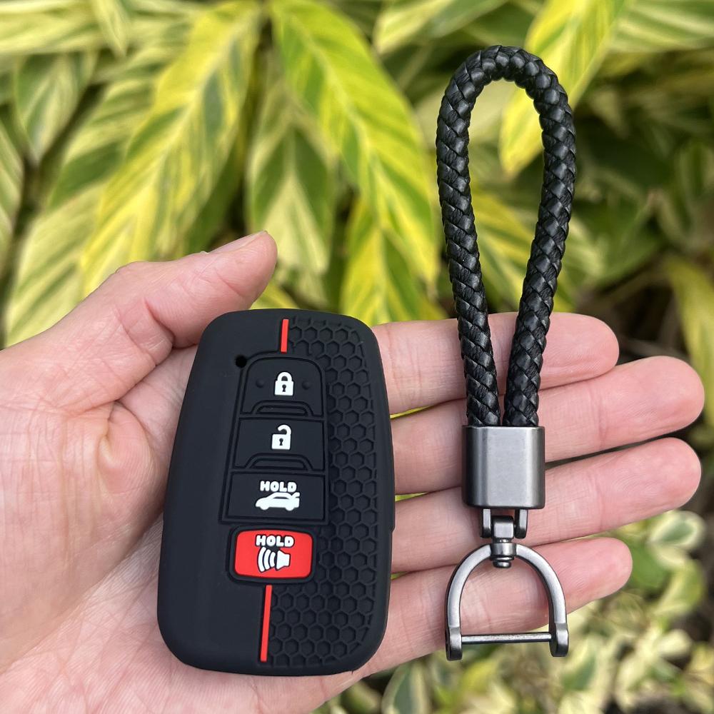 Silicone Car Key Case Holder Shell Soft Remote Cover Protector for Toyota Rav4 Corolla Camry Avalon Accessories Keychain Bag Set