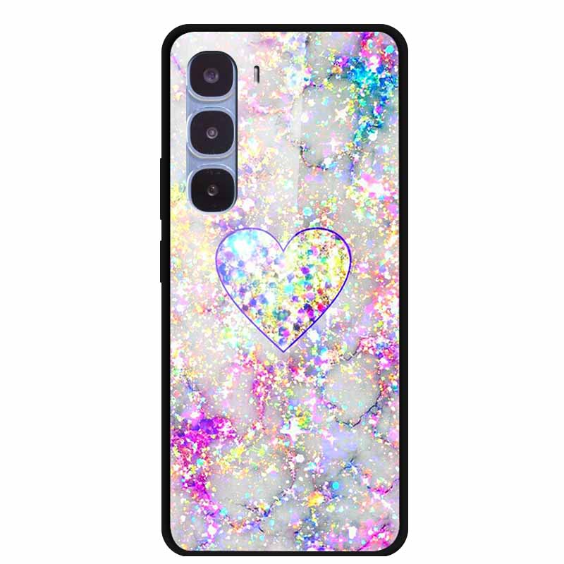 Funda de Lujo Para Infinix Hot 60 Pro X6885 Cubierta de Cristal Templado para Fundas de Teléfono Infinix Hot 60 Pro Animales de Moda Protectora Funda
