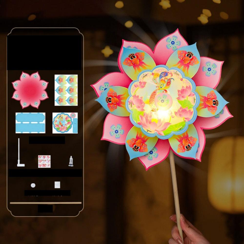 

Spinning Windmill Mid Autumn Festival Lantern DIY Children s Handheld Lantern Parent Child Style6