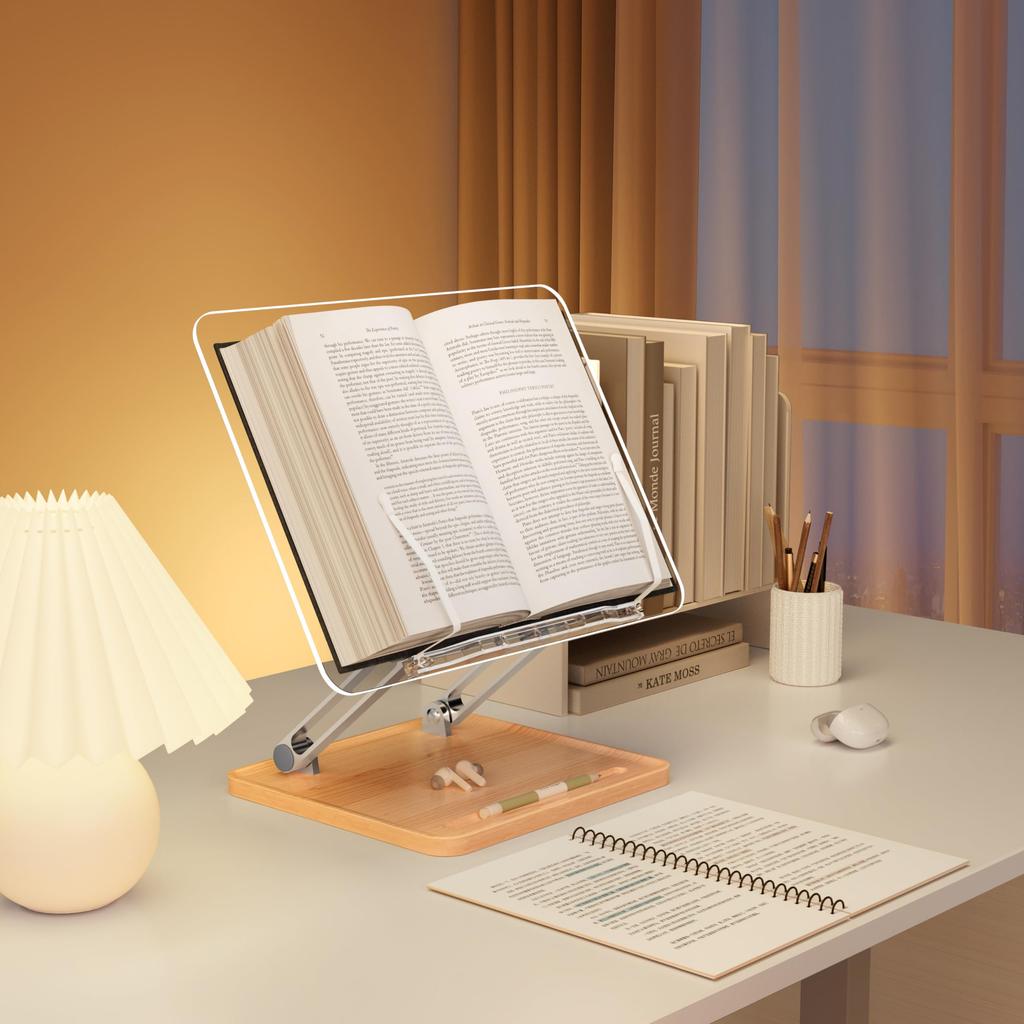 Buch Tischplatte Lesen Buch Lesen Holz Höhe und Winkel Lesen PC Kochbuchhalter Ständer, Ständer, Ständer, Acryl, Basis, Faltbar, Verstellbar, Ständer,