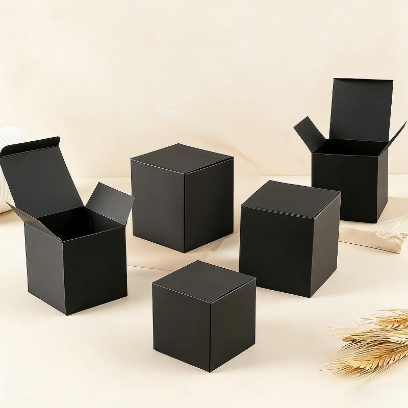 100pcs Black Cardboard Packaging Box Folding Cosmetic Essential Oil Gift Box DIY Handmade Packaging Paper Boxes for Hardware Electronic Accessories