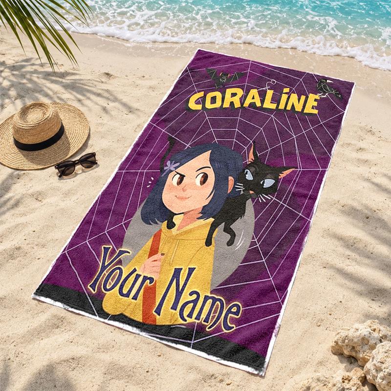 Coraline Custom Name Beach Towels Also Serve As Bath Towels Summer Essential a Musthave for the Outdoors the Beach and the Pool