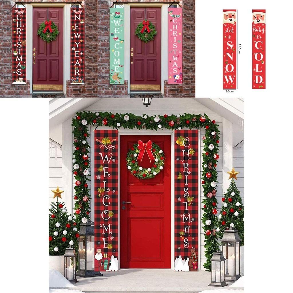 Durable Christmas Porch Sign Banner Flag Xmas Party Home Decor