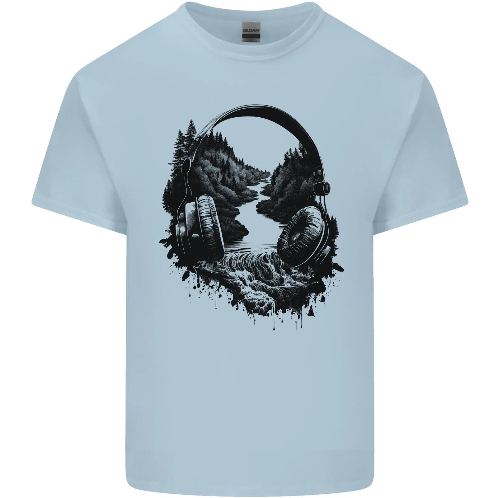 

Headphones & Nature Music Trekking Hiking Kids T-Shirt Childrens M