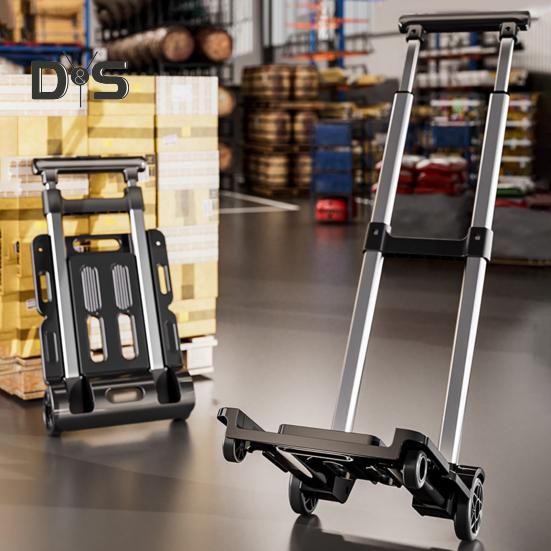 Folding Hand Truck with Wheels 110lbs Load-capacity Rustproof Corrosion Resistant Collapsible Trolly Portable Dolly Luggage Cart