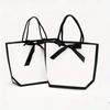 10pcs Ribbon Bow White Pardboard Paper Tote Gift Bags with Handles Shopping Party Wedding Party Birthday Retail Bags
