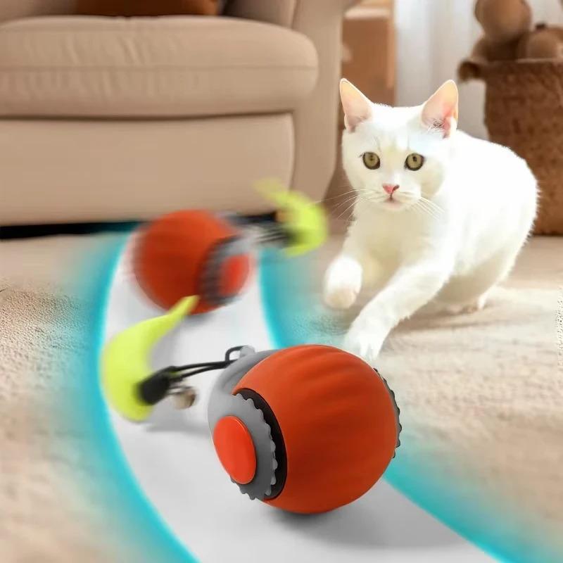 2PCS Cat Interactive Ball Toys Rechargeable Smart Pet Electric Toy Dog Cat Training Imitate Mouse USB Rechargeable Rolling Chug Ball Pet Cat Toy