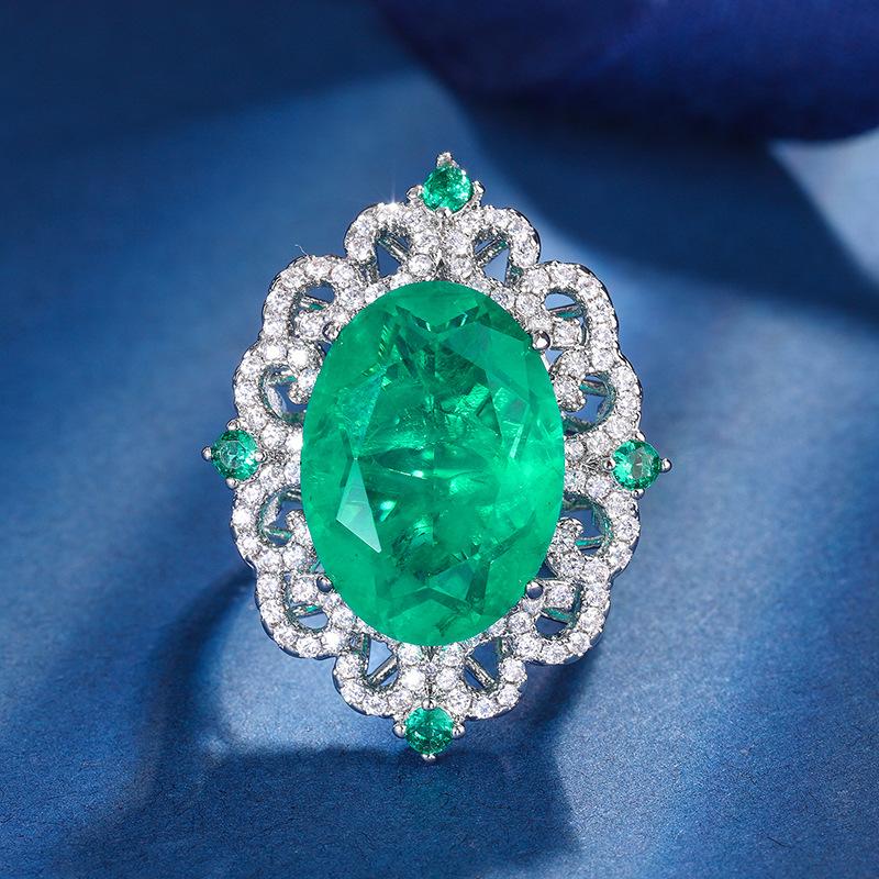 Jewelry Copper Bottom Gold-Plated Simulation Emerald Women'S Suit Creative Full Diamond Luxury Setting 13 * 18-8 * 12