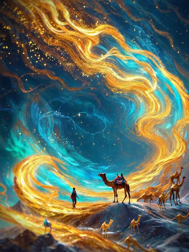 Full Drill 5D Diy Diamond Painting Desert Camel Animal Embroidery Sunset Scene Cross Embroidery Crystal Mosaic Home Decoration