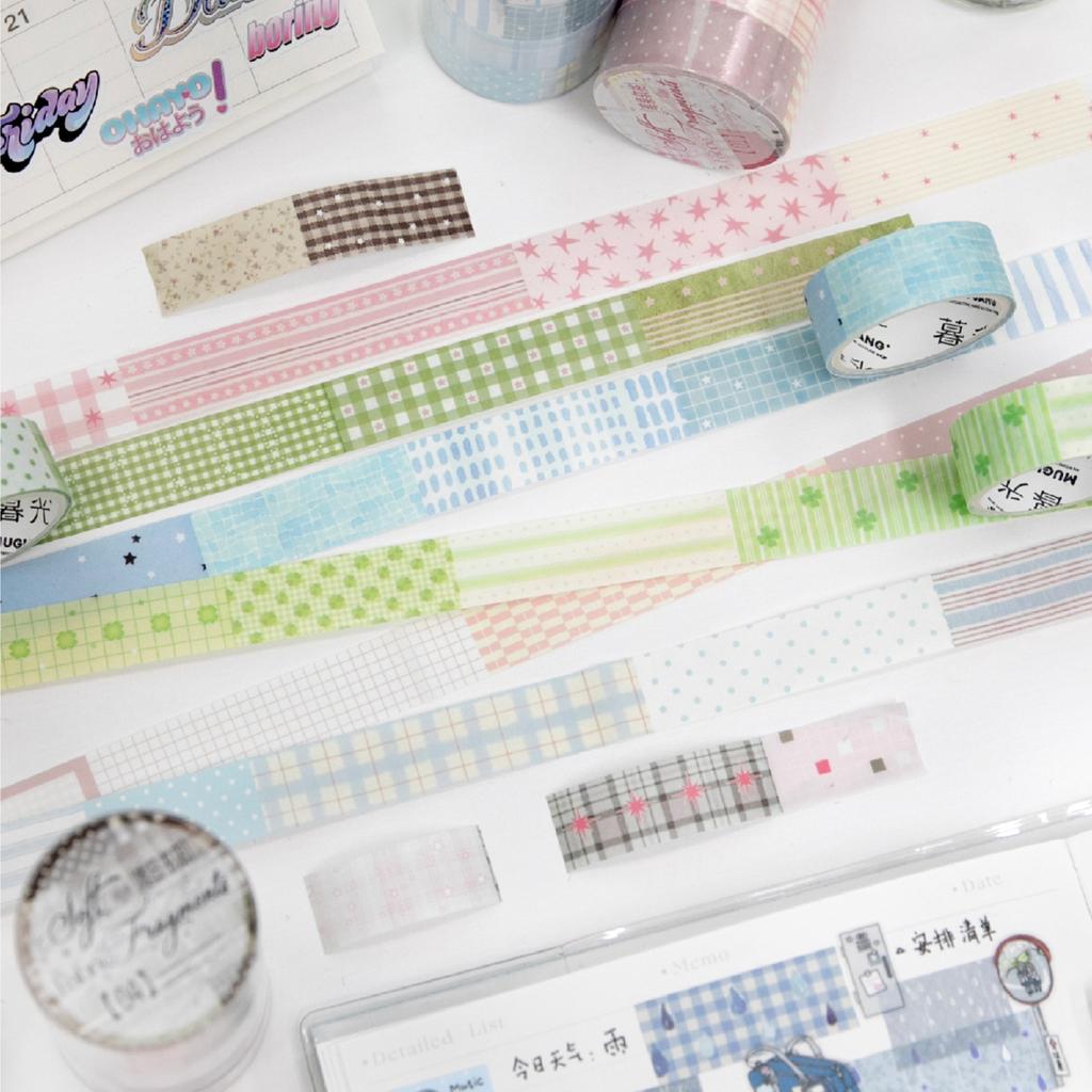 JIAMEI 5rolls Fabric Fragments Series Ins Simple Basic Decoration Washi Tape Set DIY Handmade Collage Aesthetic Scrapbook Tape