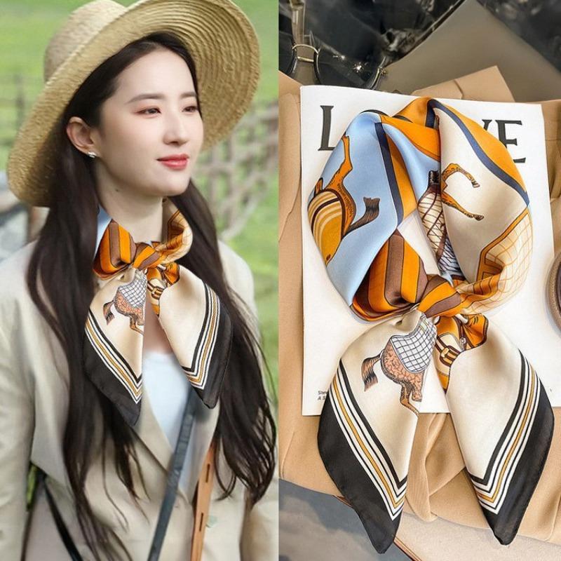 Silk scarf women's neck new scarf with coat 70 small square scarf scarf mother high-end scarf