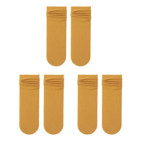 

3 пары женских летних шелковых носков Ice Silk, ультратонкие носки-лодочки, повседневные носки до середины голени, эластичные носки выше щиколотки жёлтый