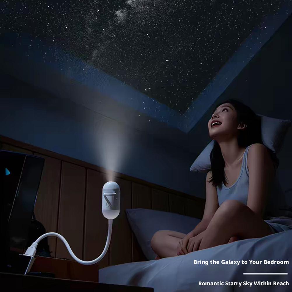 2-in-1 LED Galaxy Star Projector Night Light 360° Rotation USB Starry Sky Ambient Lamp Sleep Mood Light Home Bedroom Party Decor