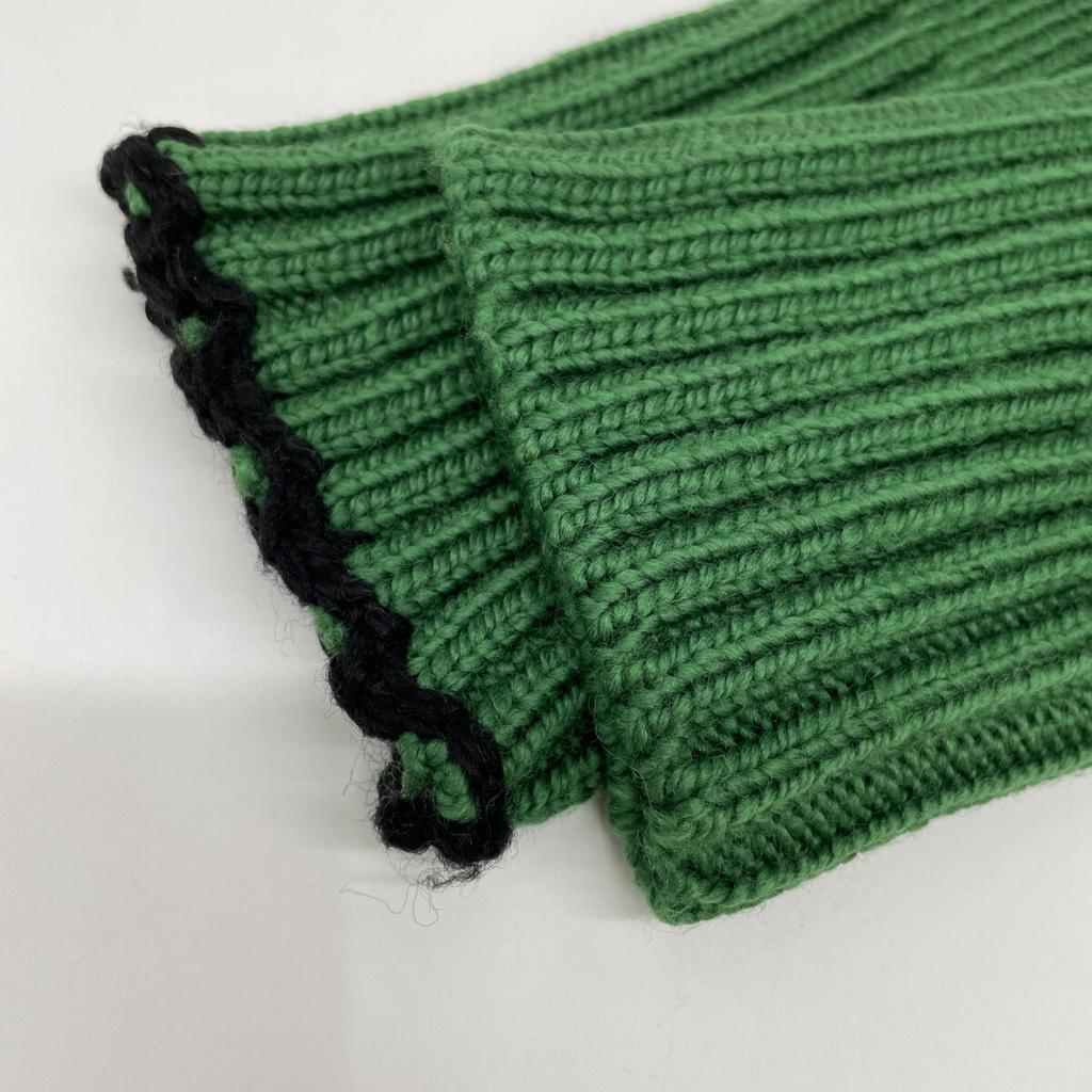 Maison Margiela Green 100% Wool Boat Neck Long Sleeve Knit Tops S greenUsed