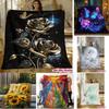 Art Floral Throw Blanket Steampunk Rose Butterfly Sunflower Galaxy Flower Art Graphic Blanket for Indoor Couch Bedroom Space