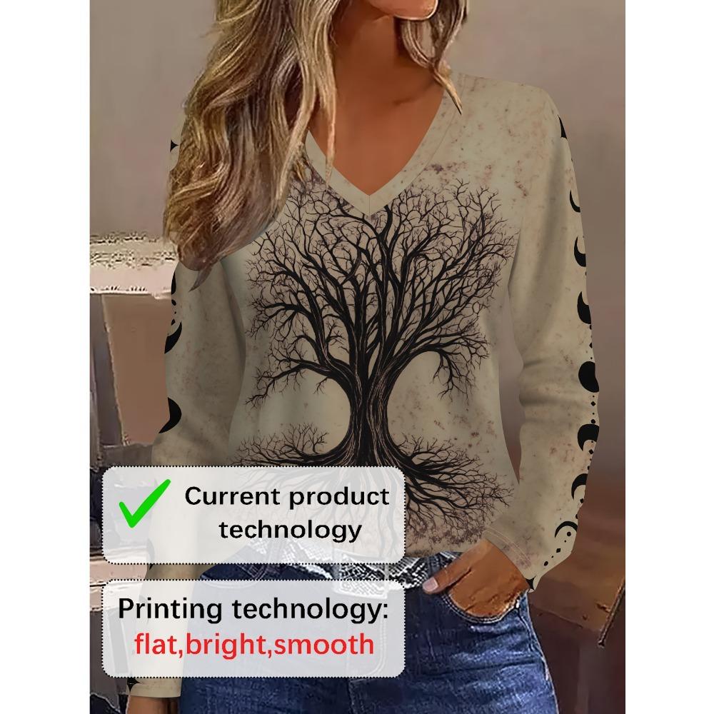 Fashion casual simple and elegant V-neck long-sleeved T-shirt, casual daily long-sleeved sports shirt