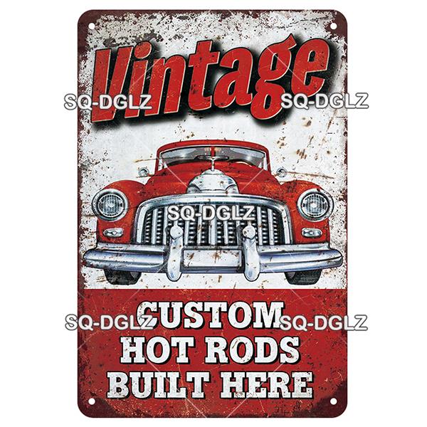 Retro Hot Rod Garage Metal Tin Sign Vintage Style Wall Door Decor for Man Cave Home Workshop