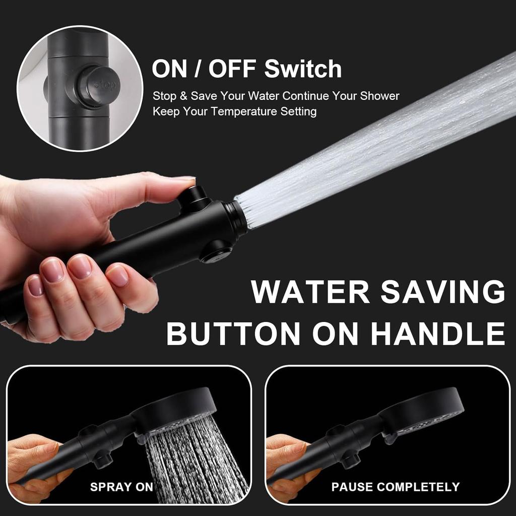 RV Shower Head with Hose, High Pressure 5 Mode Shower head Replacement, Shower Head for RV/Campers, Travel Trailer, Motorhome for Water Saving,Pause