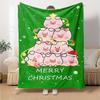 Christmas Pigs Tree Flannel Blanket Super Soft Warm Cozy Blanket For Sofa Bed Office Travel Allseason Home Decor Gift