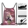 Custom Demon Slayers Drawstring Bags Men Women Lightweight Manga Sports Gym Storage Backpack