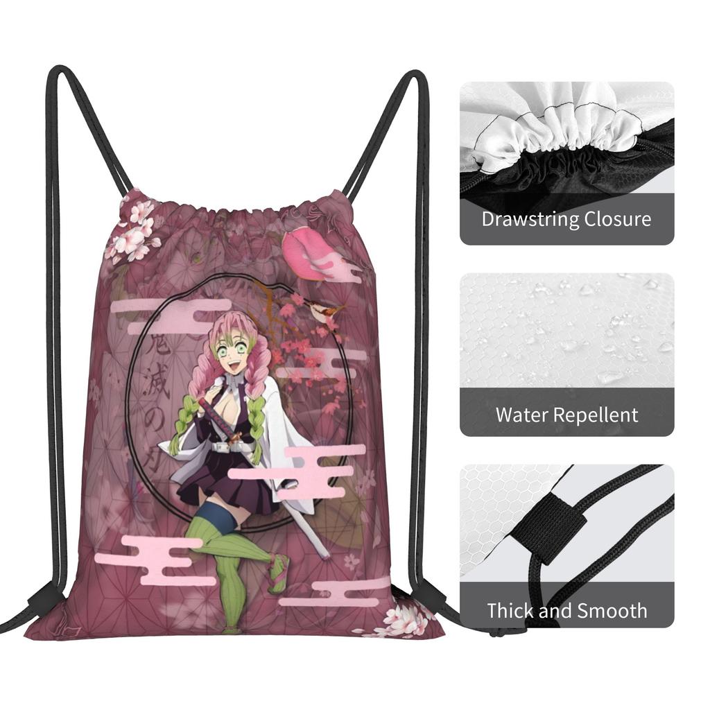 Custom Demon Slayers Drawstring Bags Men Women Lightweight Manga Sports Gym Storage Backpack