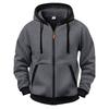 Men Zip Up Hoodie Fleece Lined Hooded Sweatshirt Casual Long Sleeve Full Zipper Hoodies Solid Color Loose Fit Outerwear Streetwear Hooded Jacket