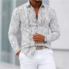 Men's Striped Pattern Printed Long Sleeve Shirts Casual Cardigan New Button Holiday Fashion Shirts