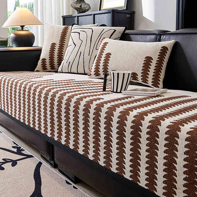 Chenille Sofa Mat Pet-Friendly All-Season Fit for 1-4 Seater Sofas, Anti-Slip Wear-Resistant Cover with Plush Warmth for Living Room