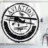 Flugzeug Duschvorhang Flughafen Flugzeug Fliegend Luftwaffe Landebahn Modernes Militär Thema Badezimmer Dekor Polyester Vorhang Mit Haken